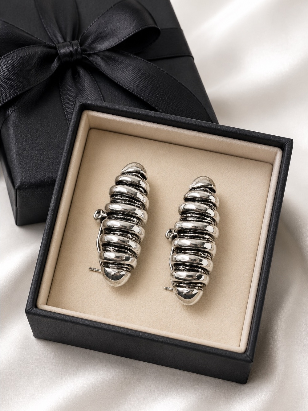 Vintage Finnish Sterling Silver Sculptural Earrings | 1990s Minimalist